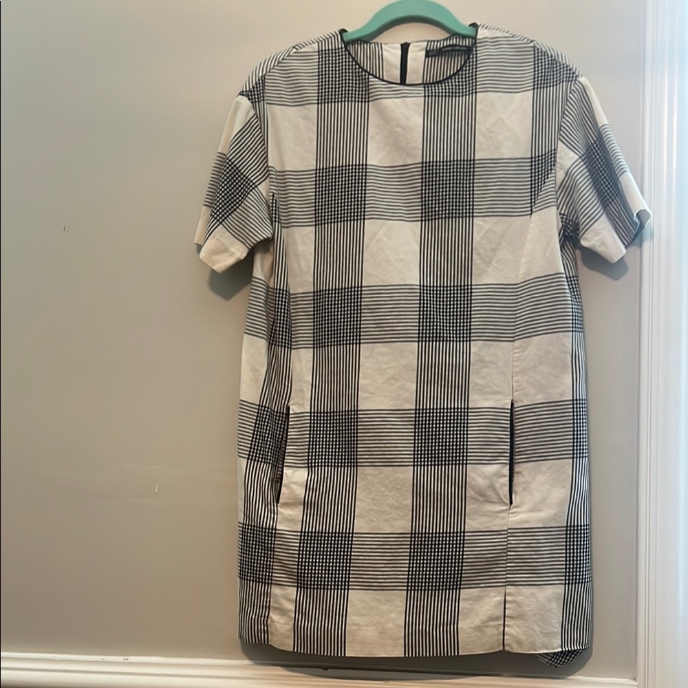 Zara Black and White Plaid Mini Dress